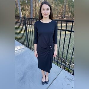 J. Jill Side Gathered Midi Dress with Metal Ring Detail